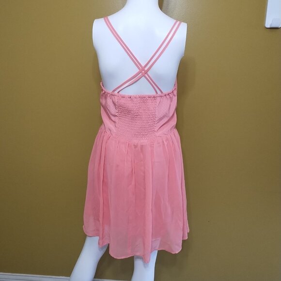 VTG Y2K Almost Famous Strappy Chiffon Fit & Flare Mini Dress XL Coquette - Picture 4 of 7